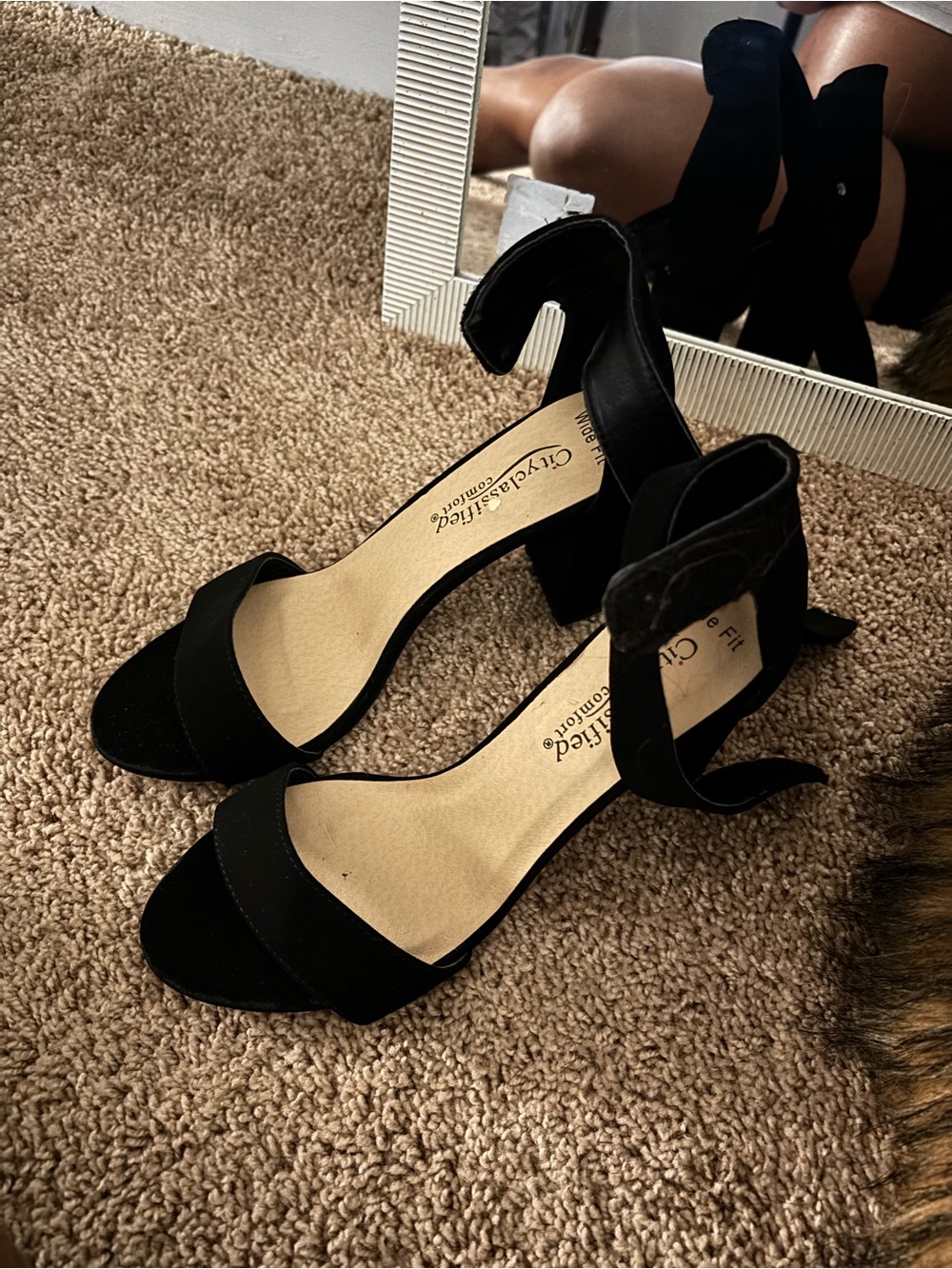Cityclassified Black Ankle-Strap Block Heels